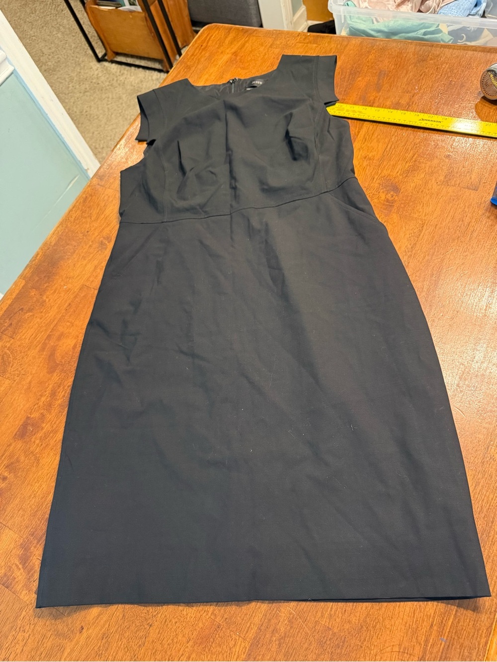 J.Crew Italian Stretch Wool Sheath Dress Womens 16 Black Tollegno 1900 LBD